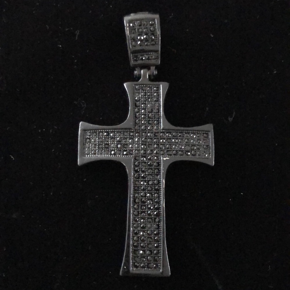 Cross black with black rhinestone